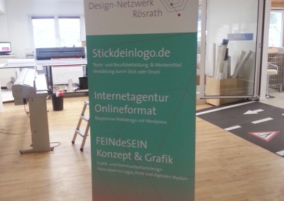aussenwerbung aufsteller rollup banner werbung kwom graphix overath köln
